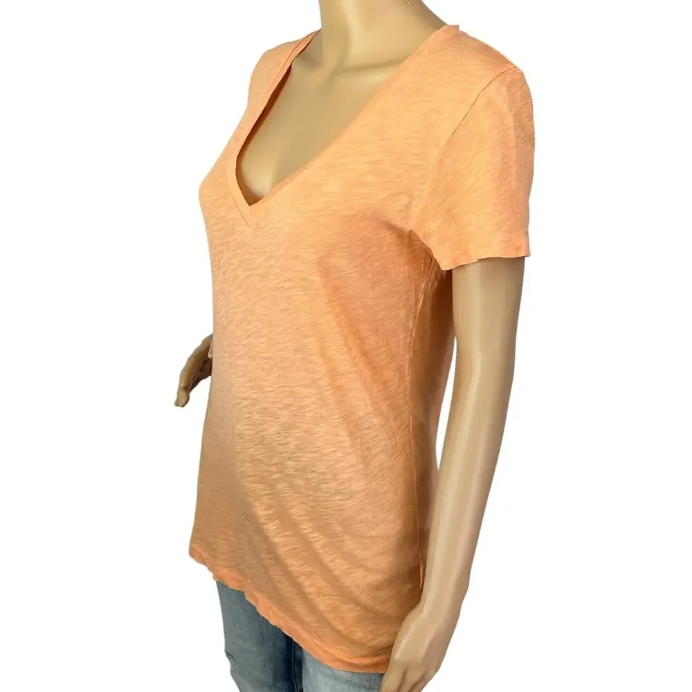 J. Crew Vintage Cotton V-neck Tee Pale Guava Orange 24500 Size S